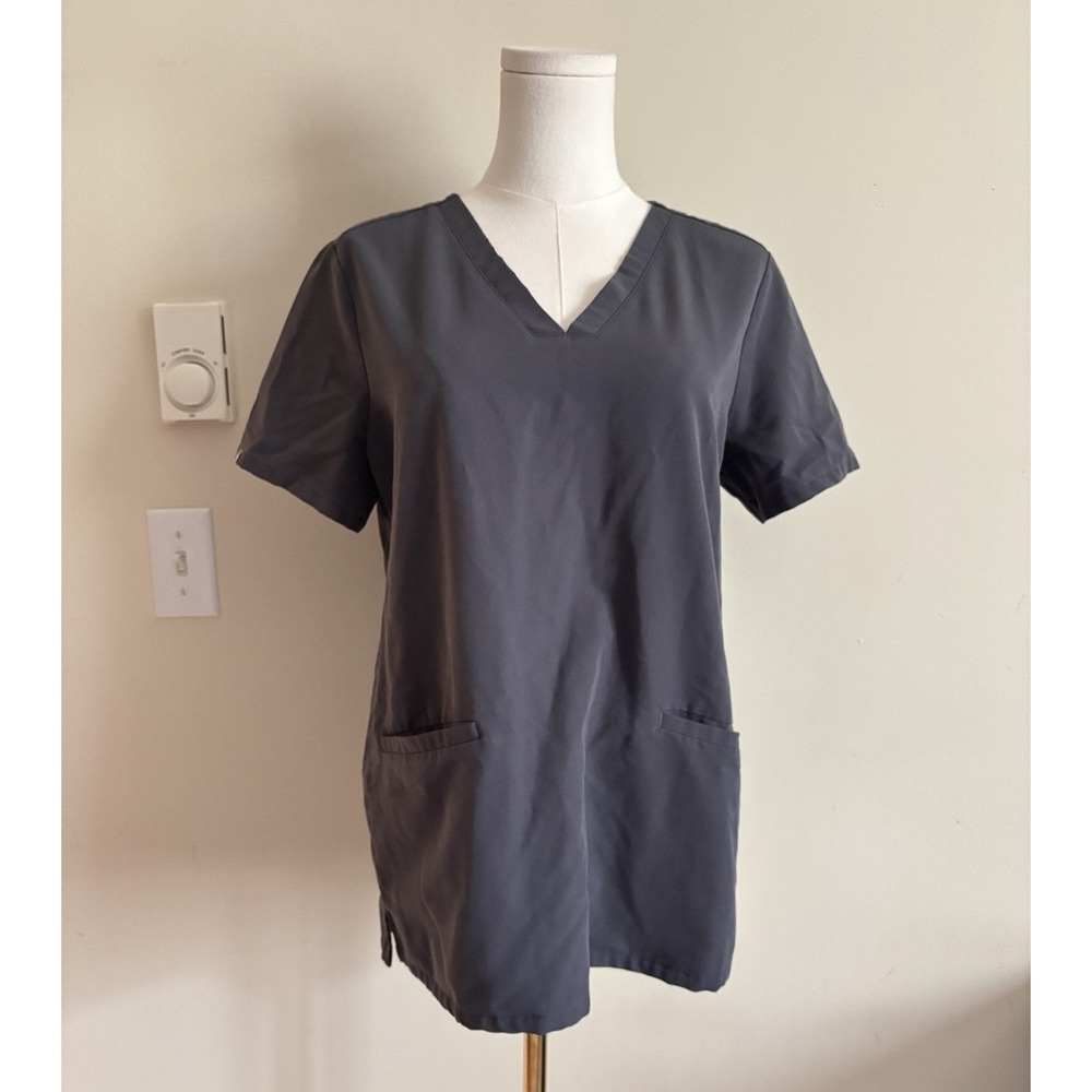 FIGS Womens Medium Casma V Neck Scrub Top Gray PO 1873